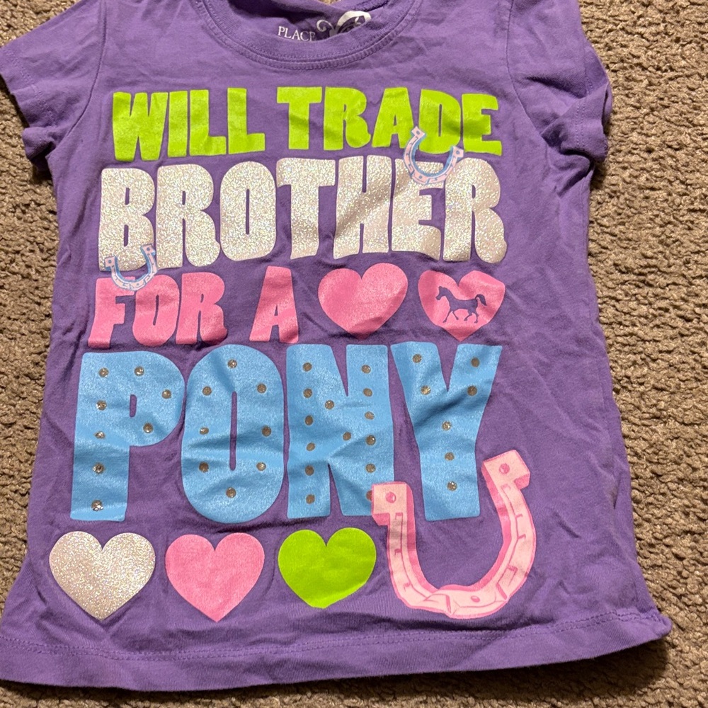 Place Purple Tee with Colorful Pony Graphic